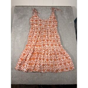 Victoria Dunn Dress Womens Size XxL Orange Floral Tiered‎ Sleeveless Maxi